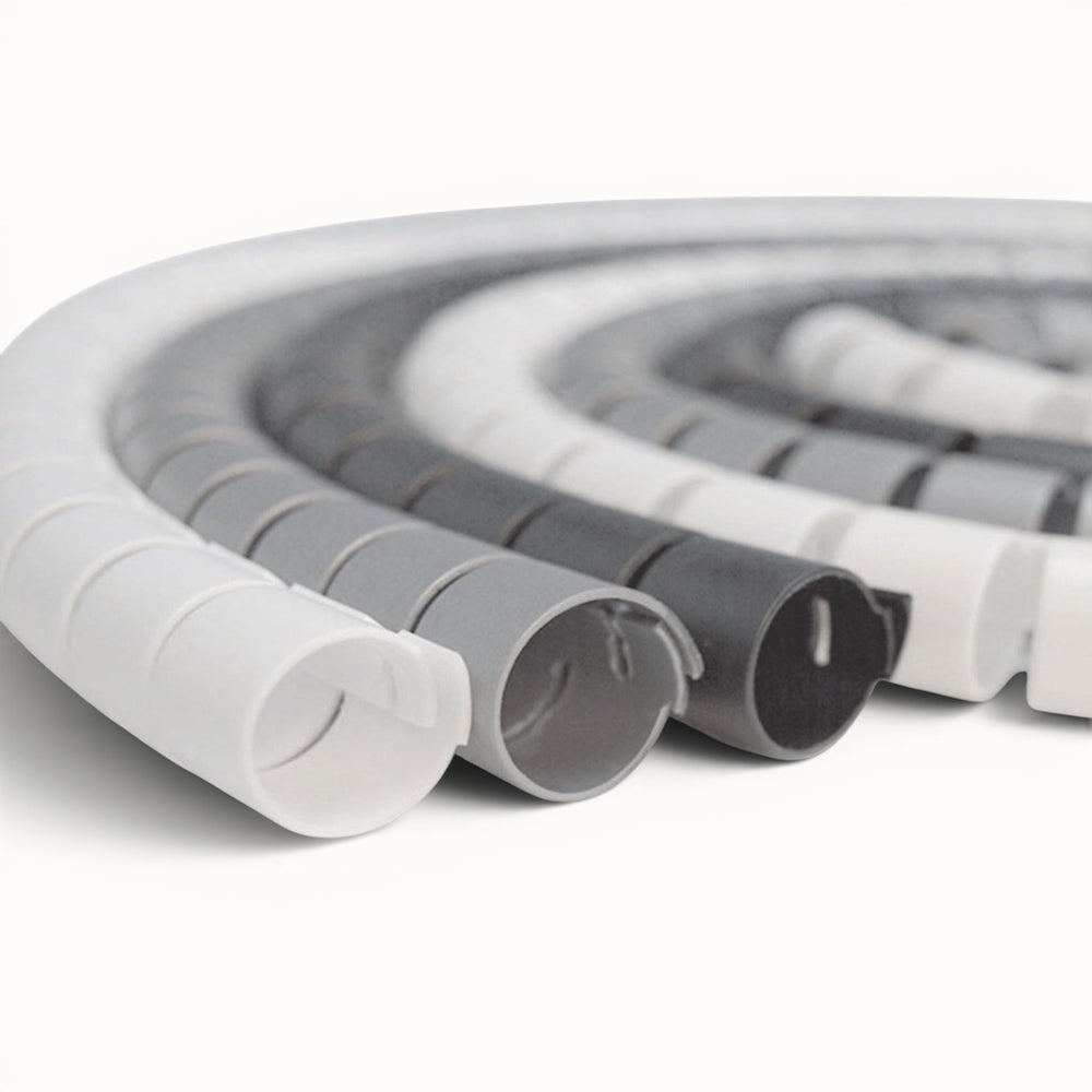 Black cable organizer with clips and USB cables on a white background