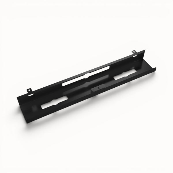 Black cable tray on a white background