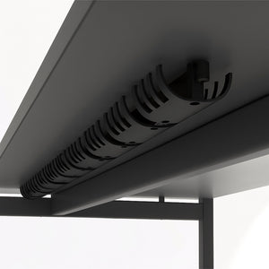 Cable tray slim black under the table with a white background