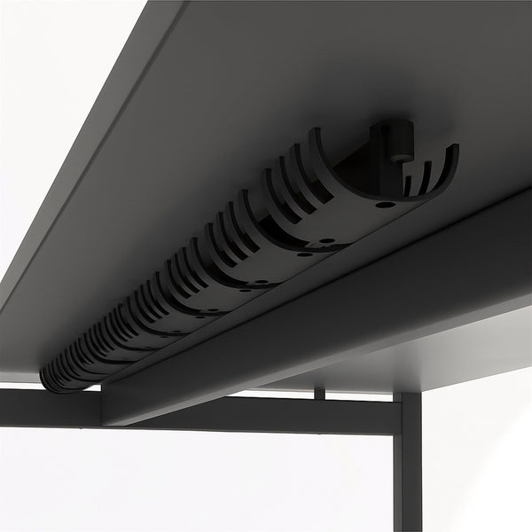 Cable tray slim black under the table with a white background