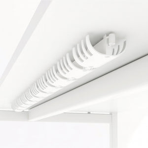 Cable tray slim white under the table with a white background
