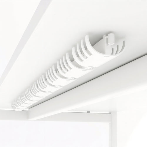 Cable tray slim white under the table with a white background