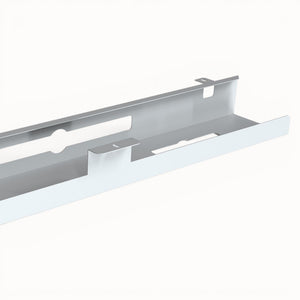 Metallic cable tray on a white background
