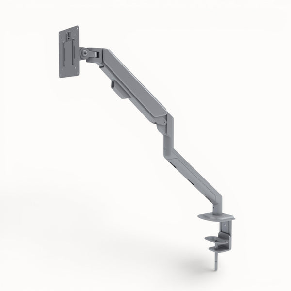 Gray monitor arm on a white background
