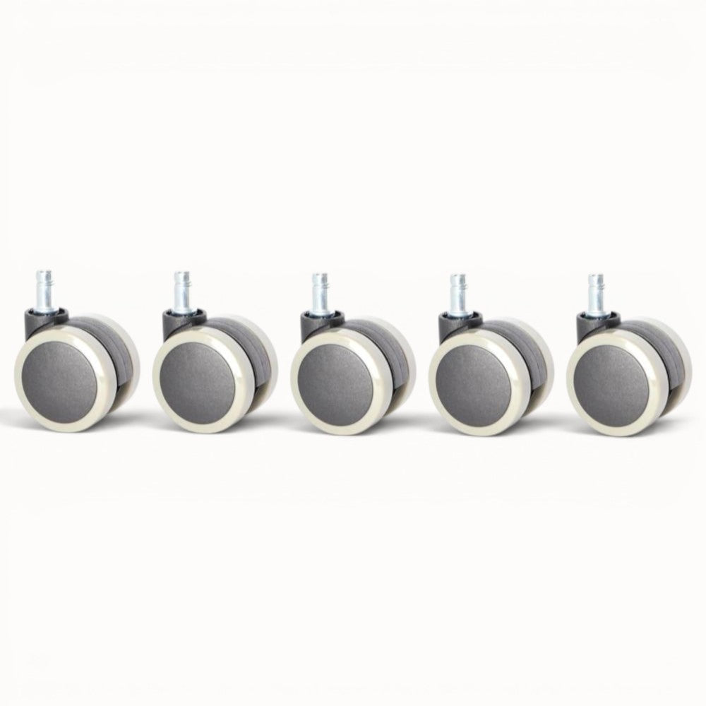 Rubber caster wheels on a white background