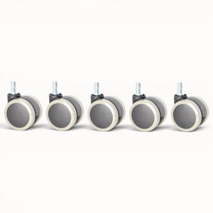 Rubber caster wheels on a white background