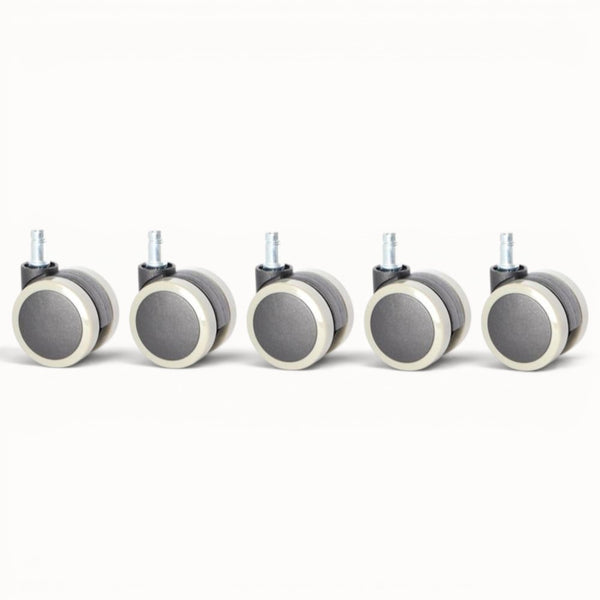 Rubber caster wheels on a white background