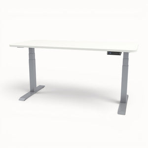 White adjustable desk on a white background