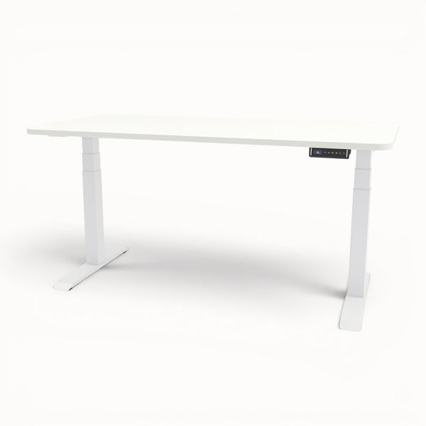 White standing desk on a white background
